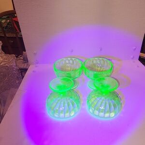 Vintage Federal Uranium Glass Sherbert Cups